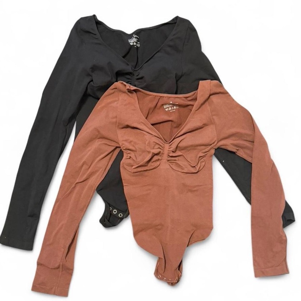 Black and Brown Long Sleeve Bodysuits